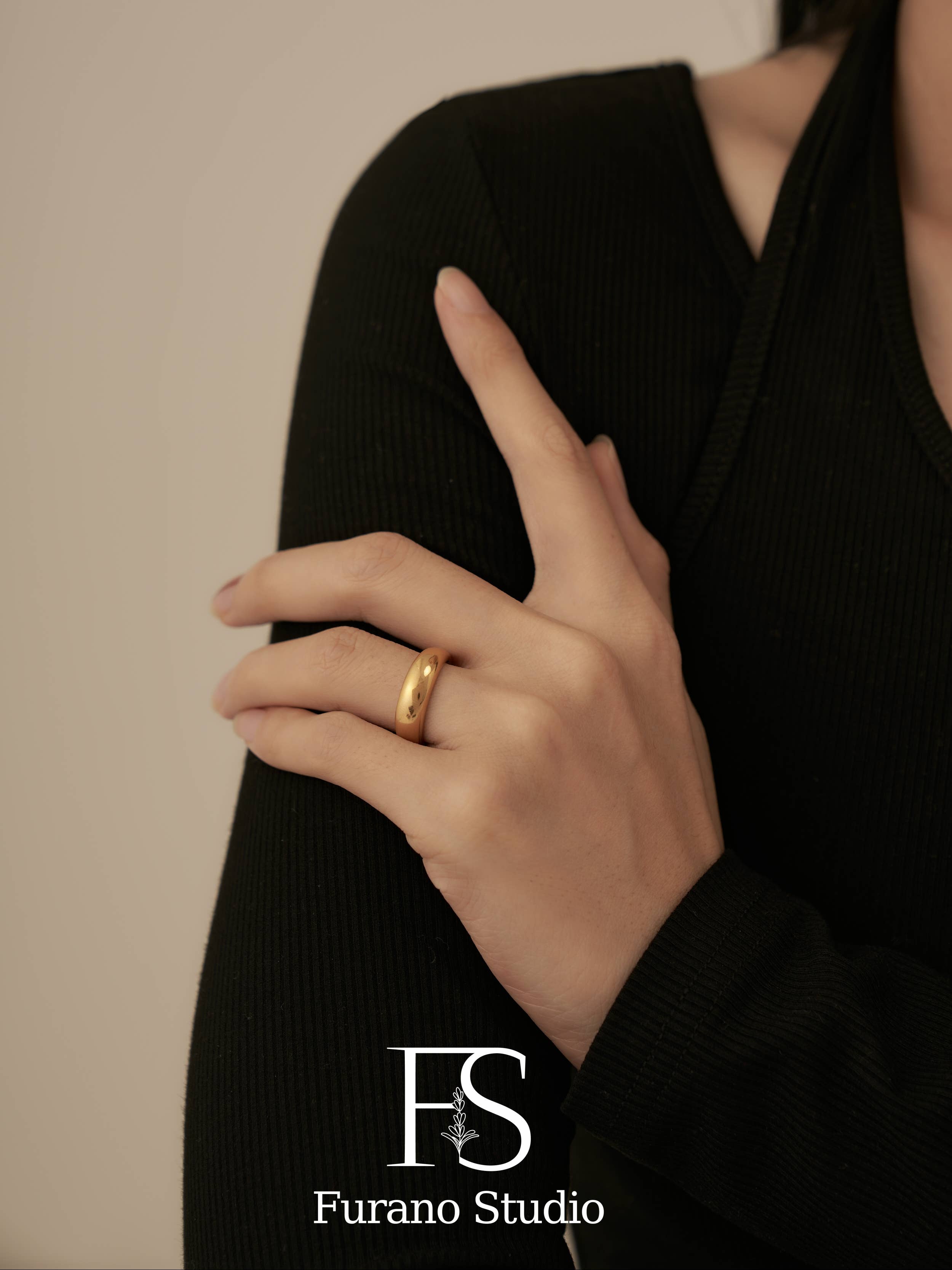 Furano Studio - Wholesale Band/Stacked Ring - Gold Bubble Circle Ring2