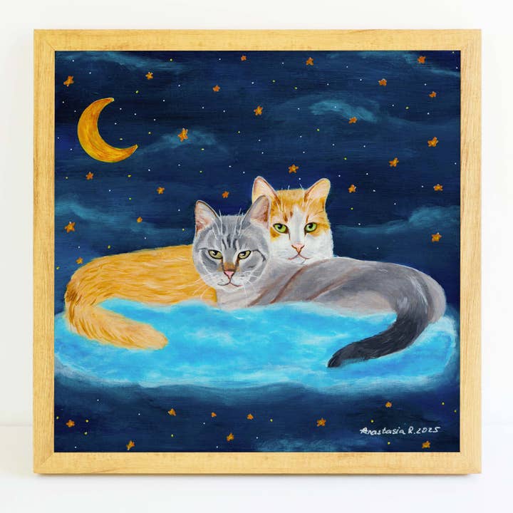 Luna and Lightning Art Print for wholesale by MeerCatArt