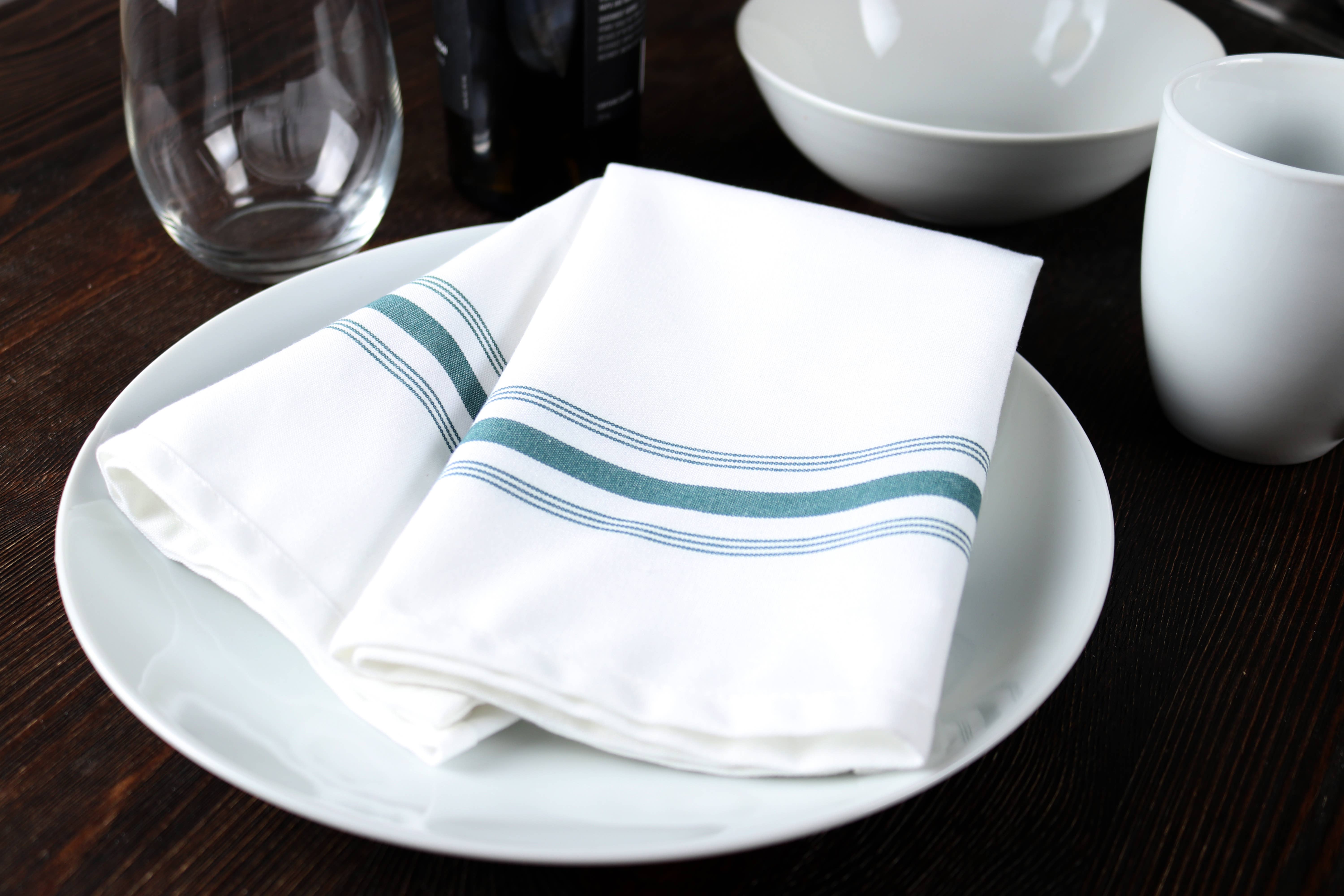 Arkwright Home - Wholesale Dinner & Cloth Napkin - Striped Bistro Napkins (12pk) - Spun Polyester, Colors,18x2212