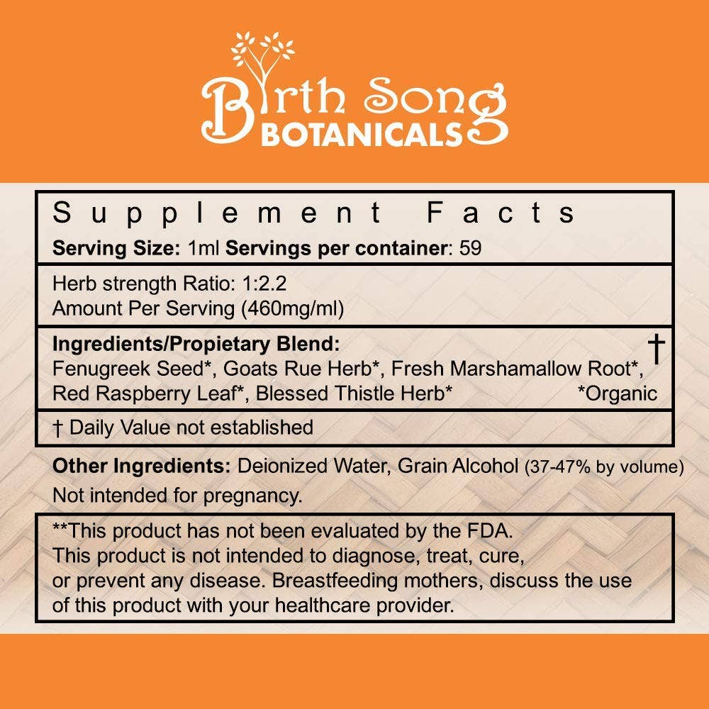 Birth Song Botanicals Co. - Vendita all'ingrosso Tisana per l'allattamento - Premaman - Lascia che ci sia latte! Integratore biologico per l'allattamento a base di erbe 2 oz.7