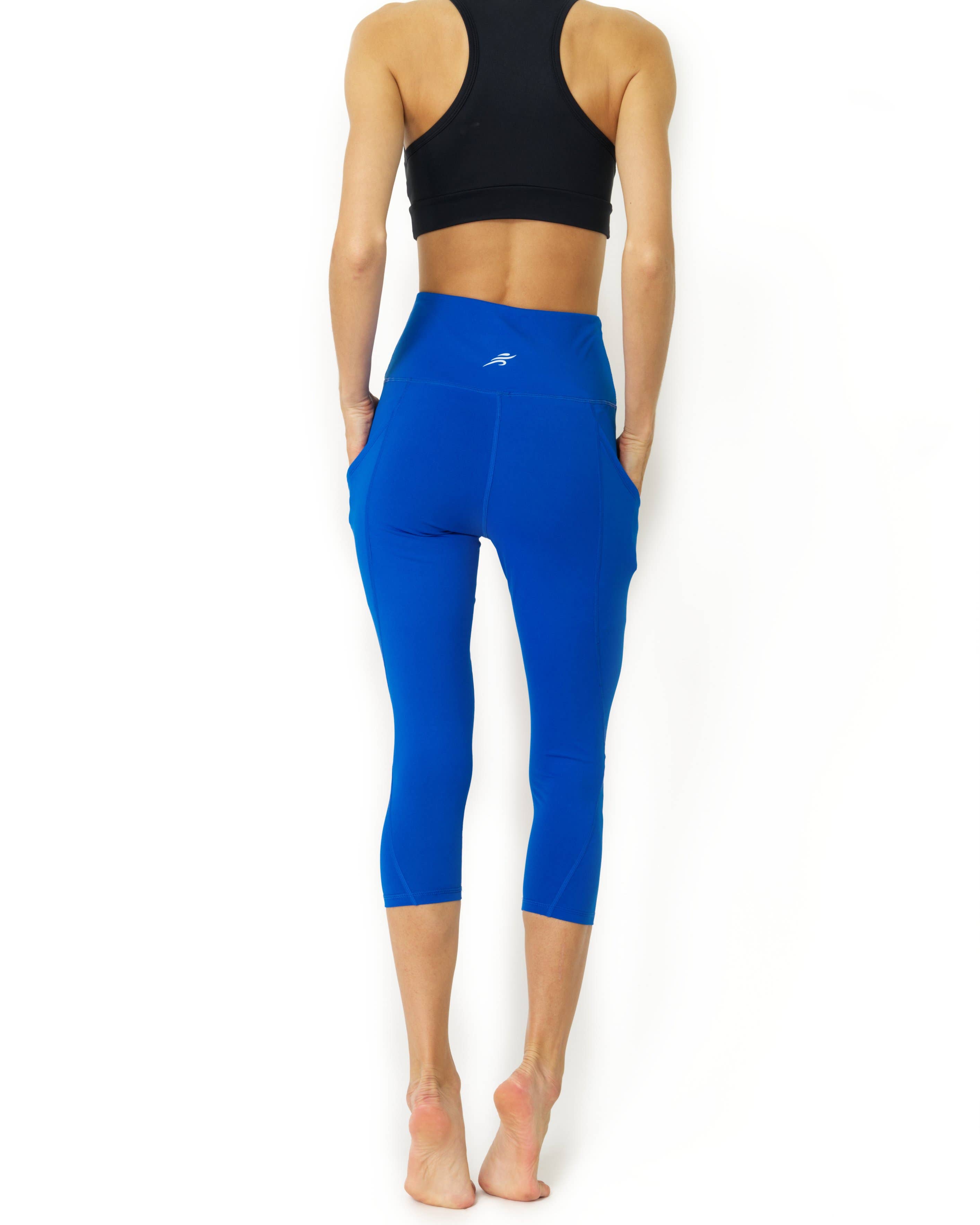 High Waisted Yoga Capri Leggings - Sky Blue for wholesale on Faire7