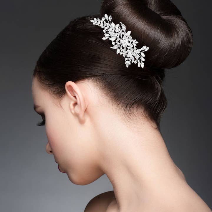 Sensibling Corp. - Wholesale Hair Clip - Women's - Marquise Stone Cluster Embellished Flower Center Branch Hair Comb2