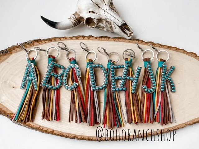 Boho Ranch Shop - Wholesale Keychain - Women's - Western Initial Monogram Fringe Tassel Keychain2