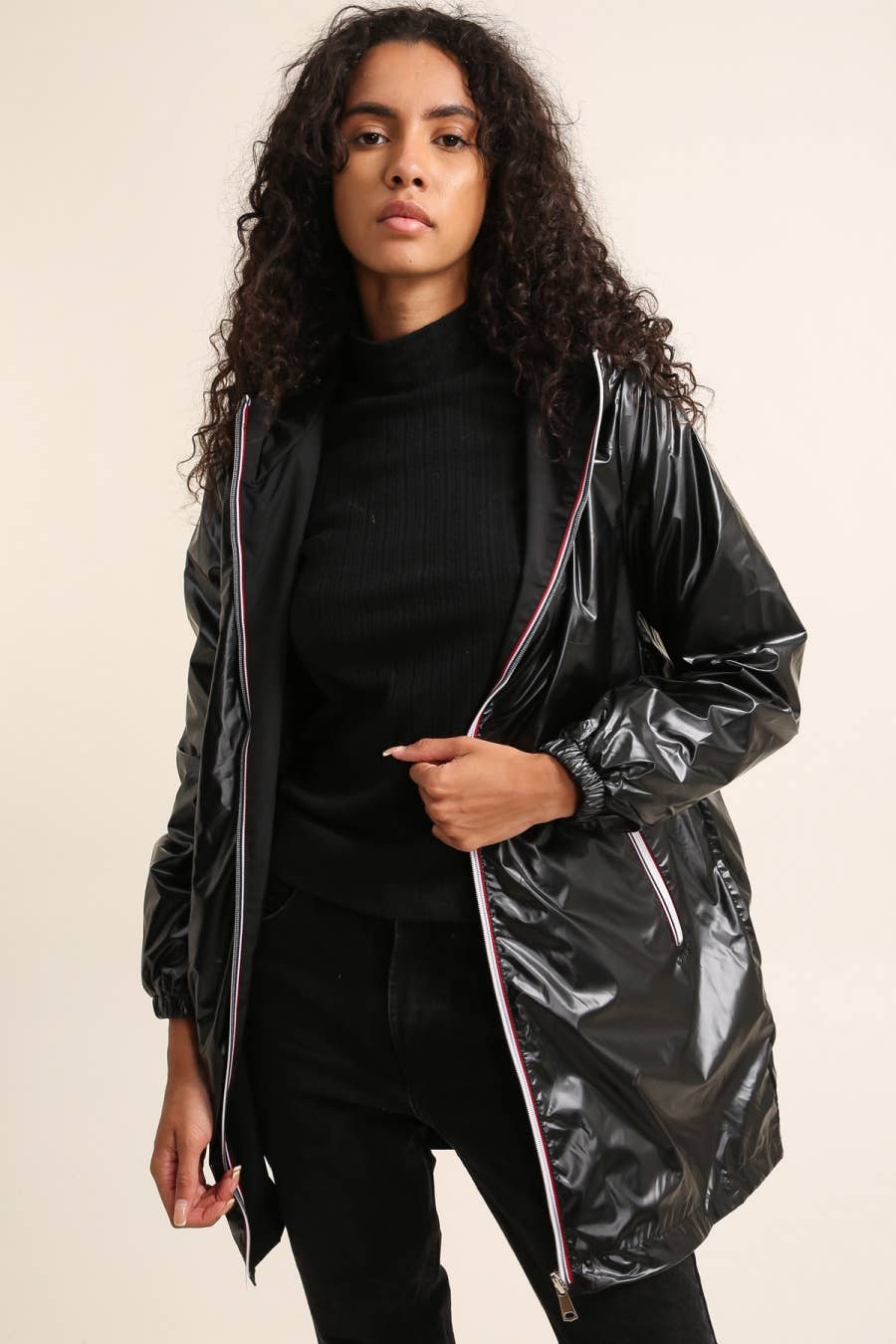 Attrait Paris - Wholesale Raincoat - Women's - Long reversible hooded waterproof jacket2