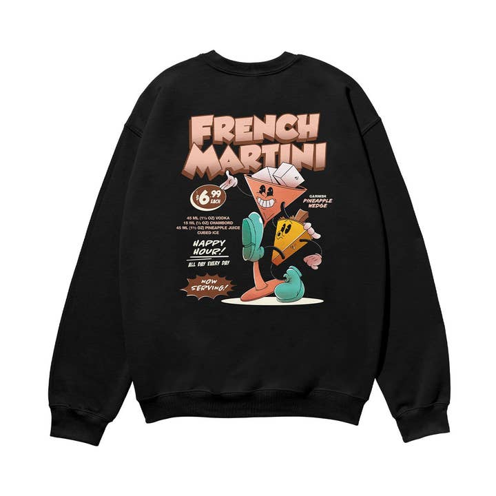 French Martini Heavyweight Organic Sweatshirt Black for wholesale by Weekend Concept