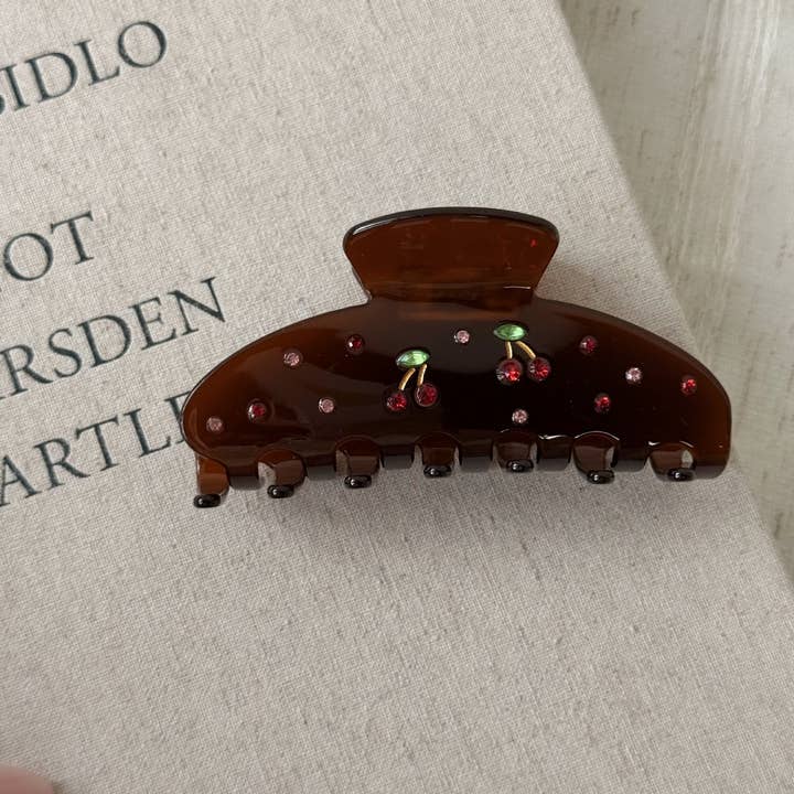 ACCITY - Wholesale Hair Clip - Women's - Red Cherry Acetate Hair Claw Elegant Pony Clip_CWAHA080026