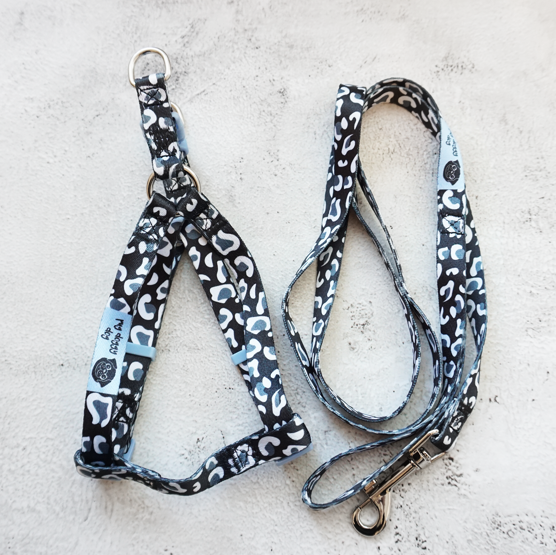 Pug Doggy Dog - Wholesale Pet Harness - Dog - Black and white leopard print harness and lead set10