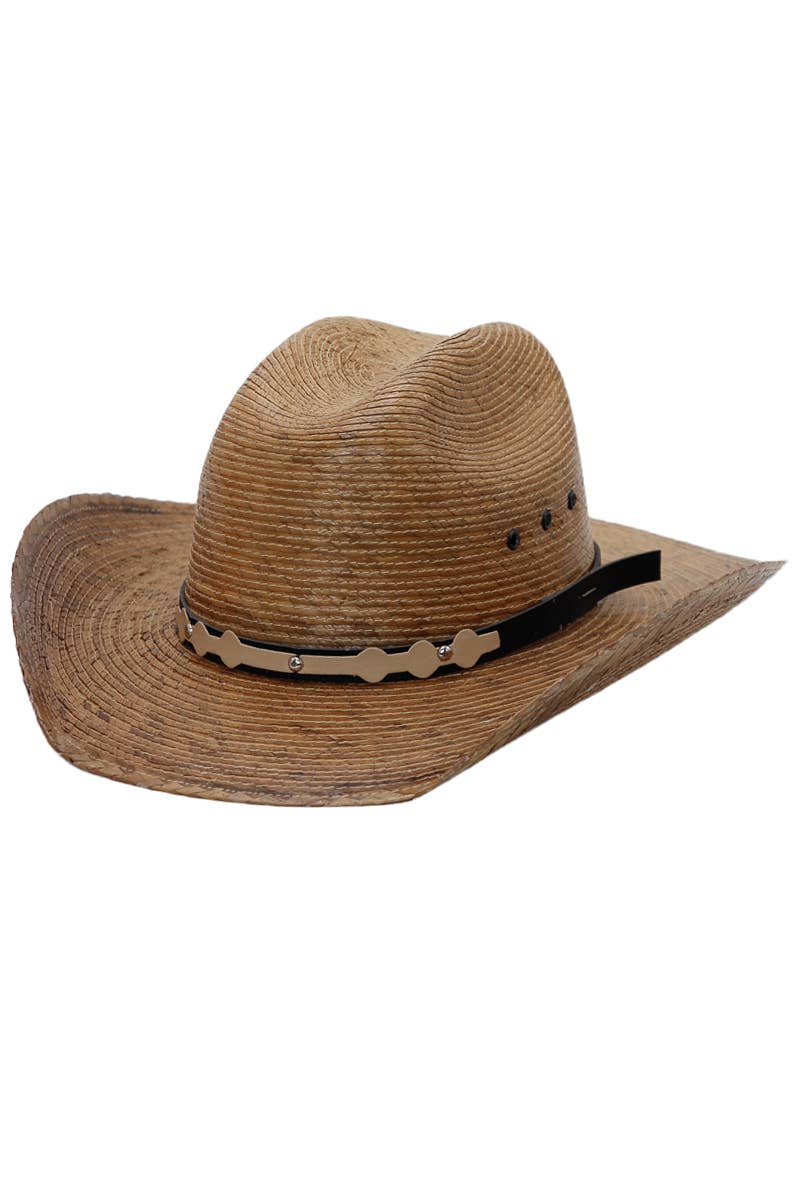Cap Zone - Wholesale Cowboy Hat - Kids - Kids Eyeleted Cutter Crown Palm Straw Cowboy Hat1