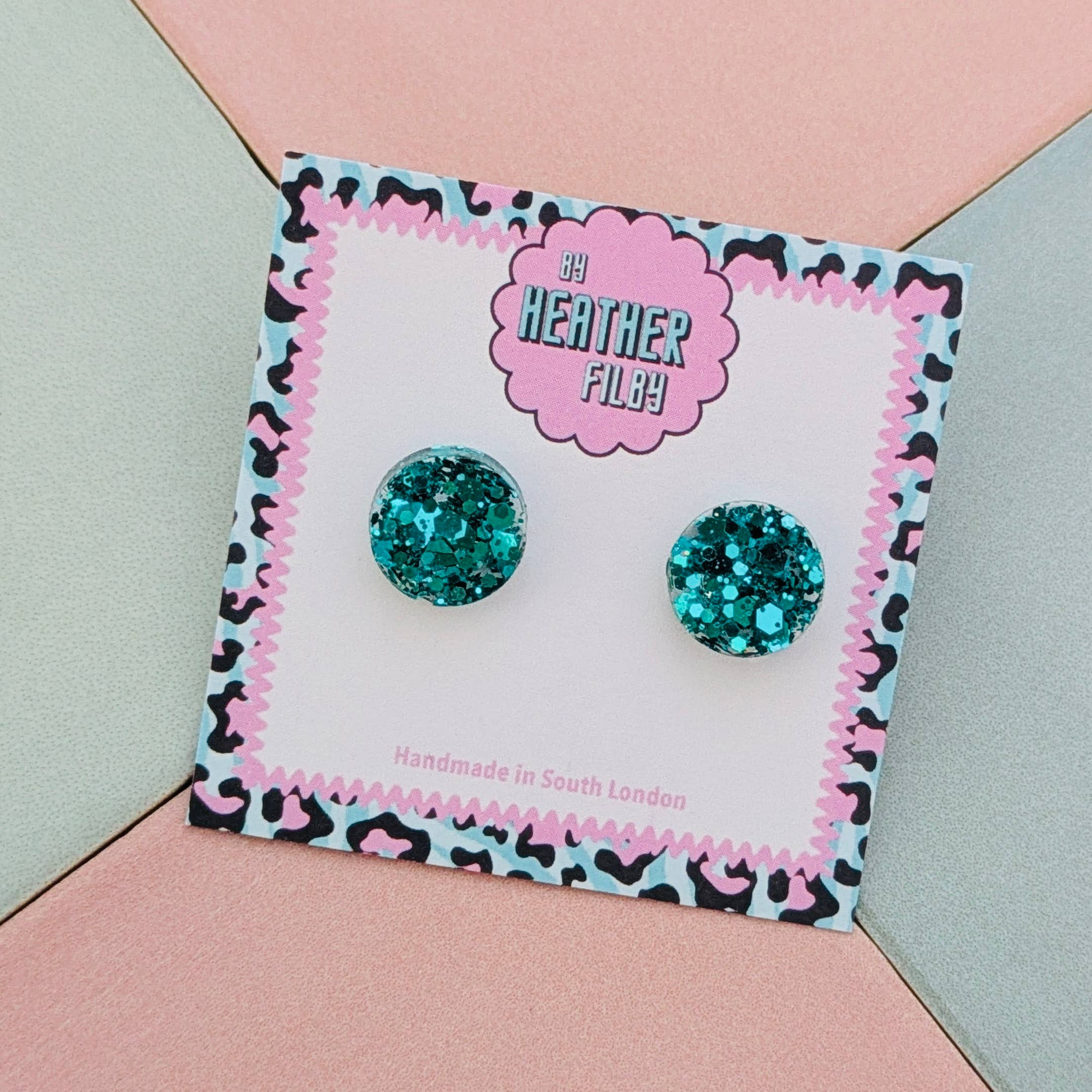 By Heather Filby – wholesale Stud/post earrings – Glitter Circle Stud Earrings (MORE COLOURS) - Best Seller10