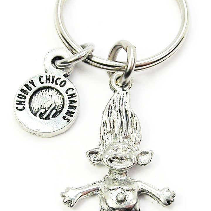 Troll avec gemme dans le ventre porte-clés de l'enfance jouets trésor pour la vente par Chubby Chico Charms