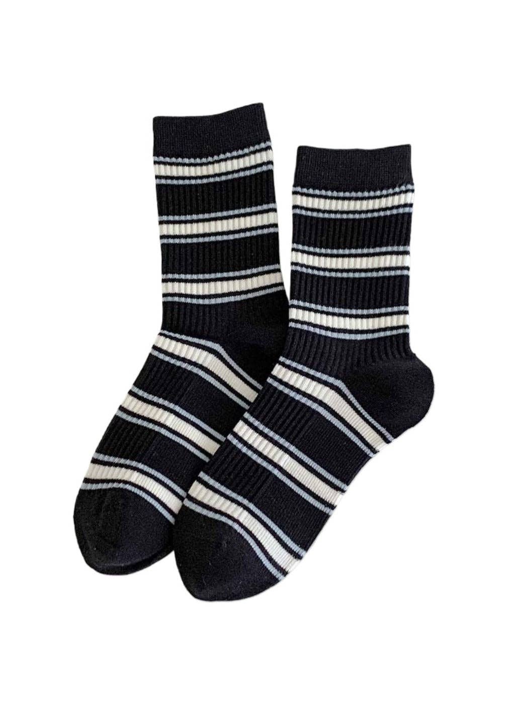 Funkyrel® Atzbranding Limited – wholesale Socks – Women's – Rufia - Striped Sporty Mid-Calf Socks for Women4