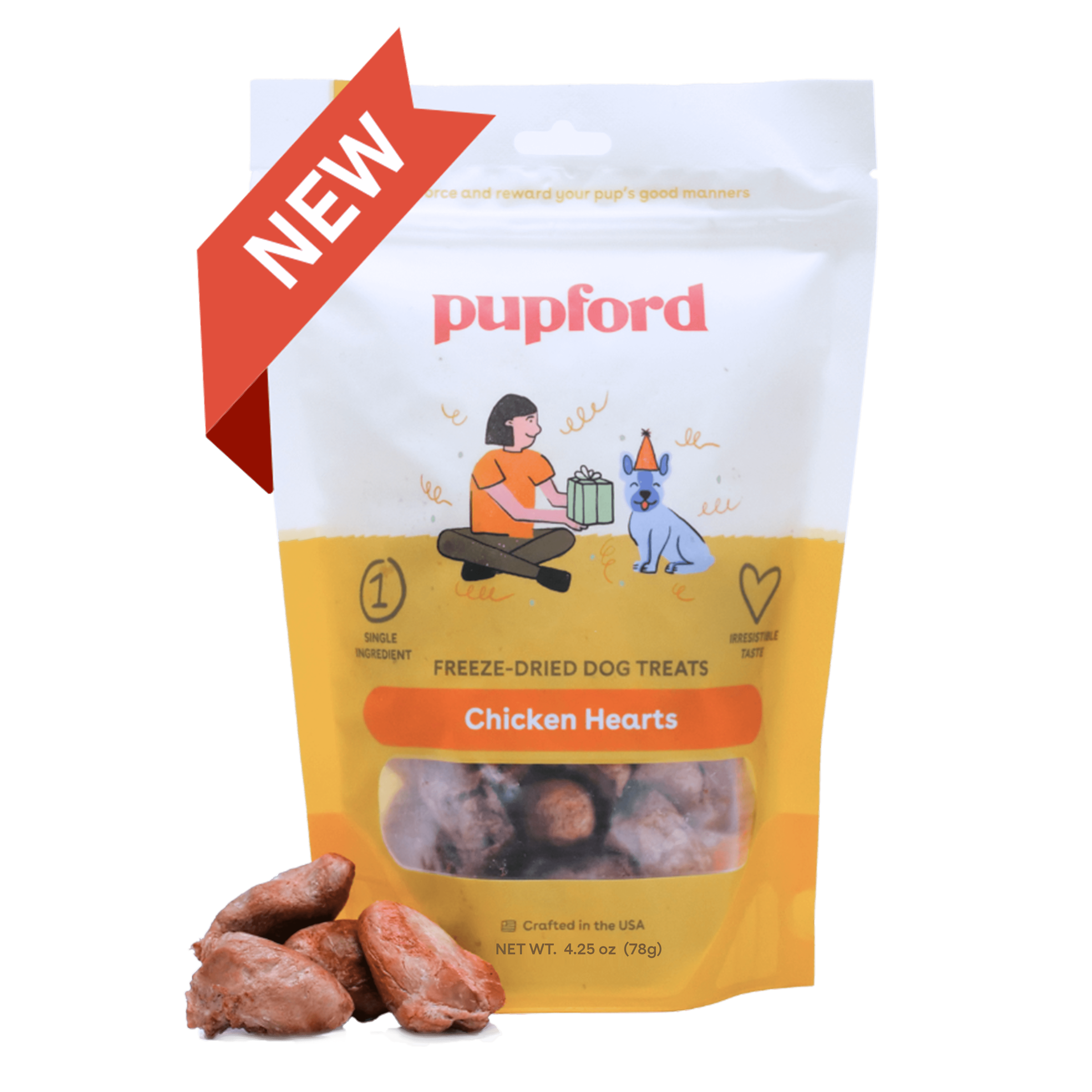 Pupford - Wholesale Pet Treats - Dog - Freeze Dried Chicken Hearts 4.25oz0