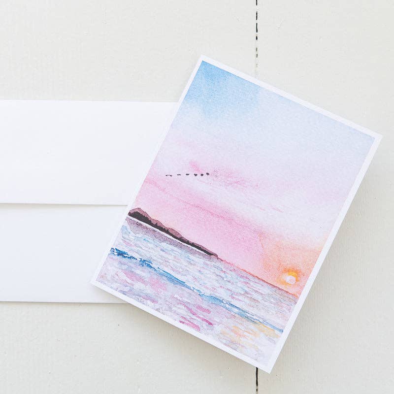Finding Silver Pennies - Wholesale Everyday Greeting Card - Sunset Scene Watercolor Note Card (Single Note Card)1