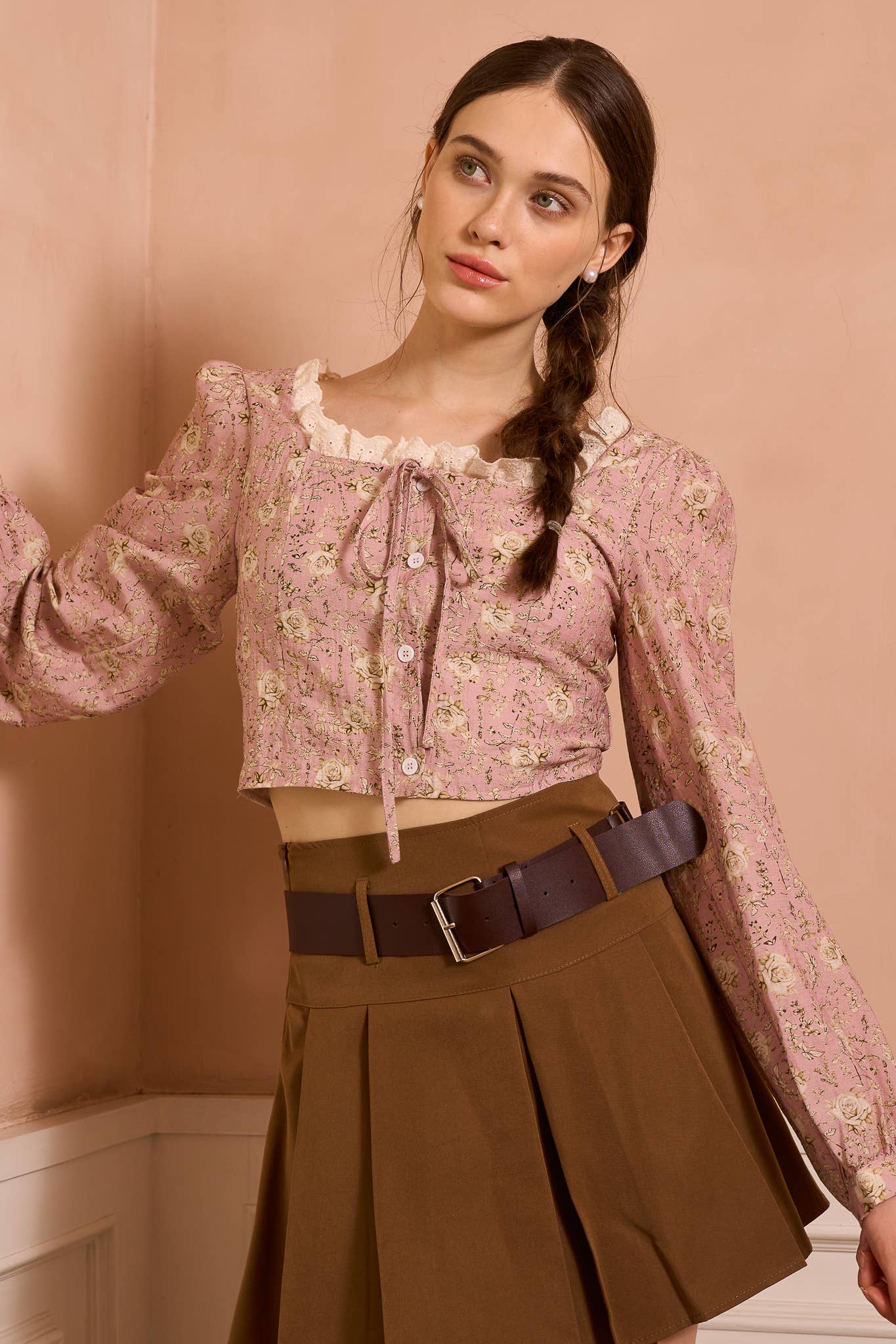 ROSIE POSIE - Wholesale Blouse - Women's - RP2497 - Retro-Inspired Floral Top with Lace Detail4