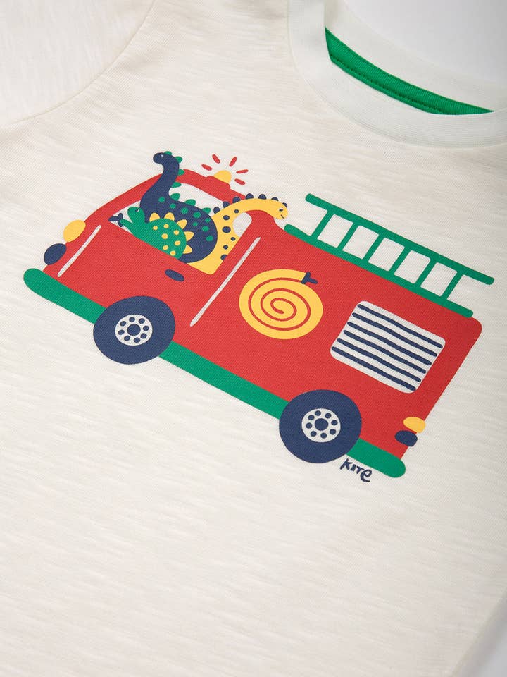Kite Clothing - Wholesale Screen Printed T-Shirt - Kids - Fire Engine T-Shirt Cream3
