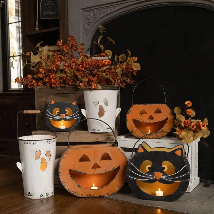 Ragon House - Wholesale Bucket/Pail - 10" HAPPY JACK O LANTERN METAL BUCKET