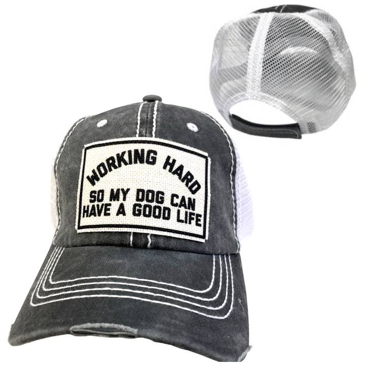 WORKING HARD FOR MY DOG | UNISEX HAT | DISTRESSED for wholesale by dkhandmade