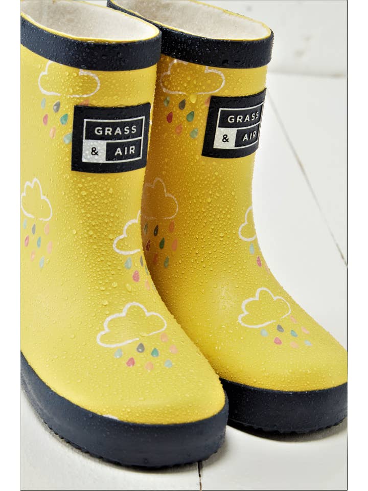 Grass & Air - Wholesale Rain Boots - Kids - Kids Yellow Colour Changing Wellies1