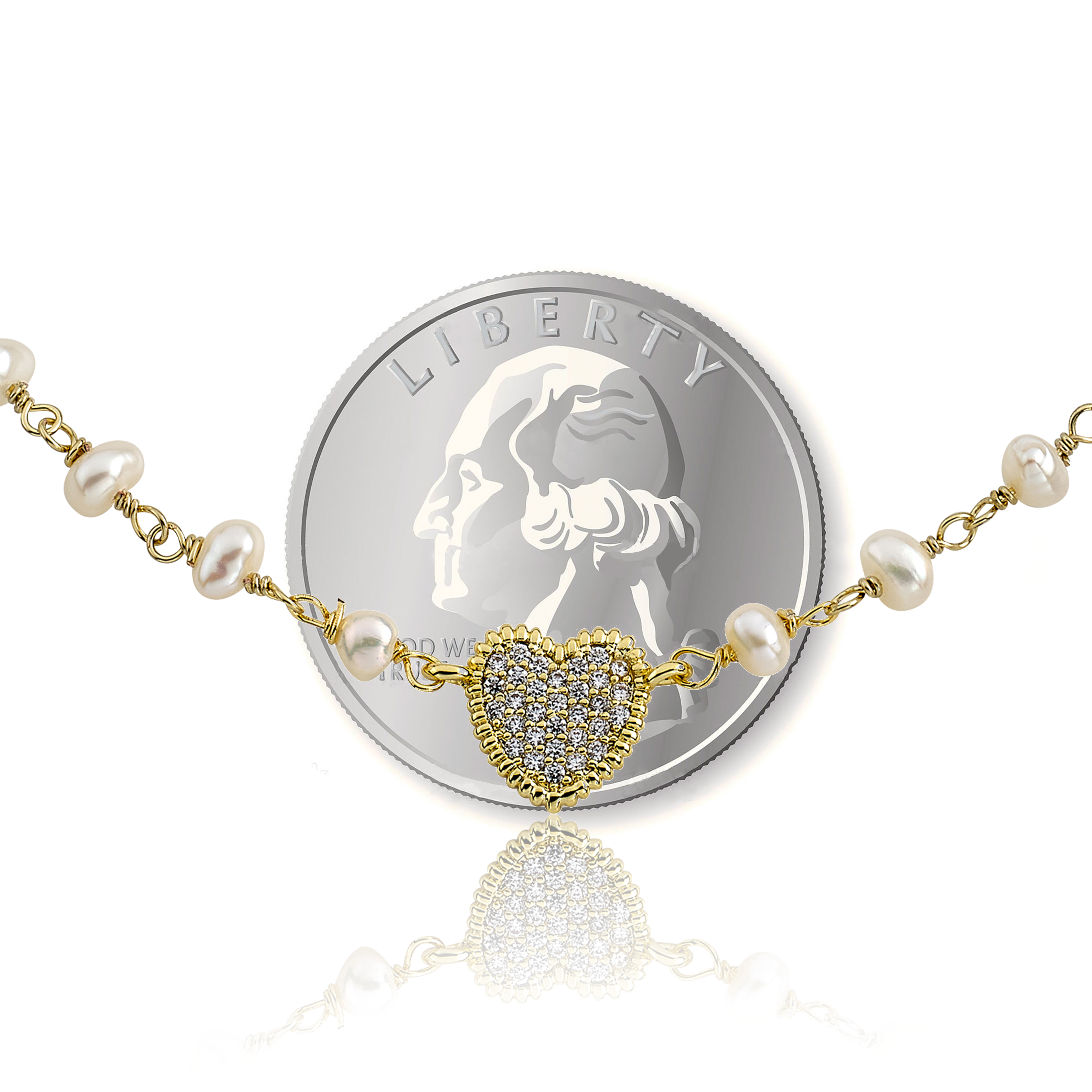 Little Miss Twin Stars - Wholesale Pendant/Charm Necklace - Micro Pave Heart Pearl Necklace2