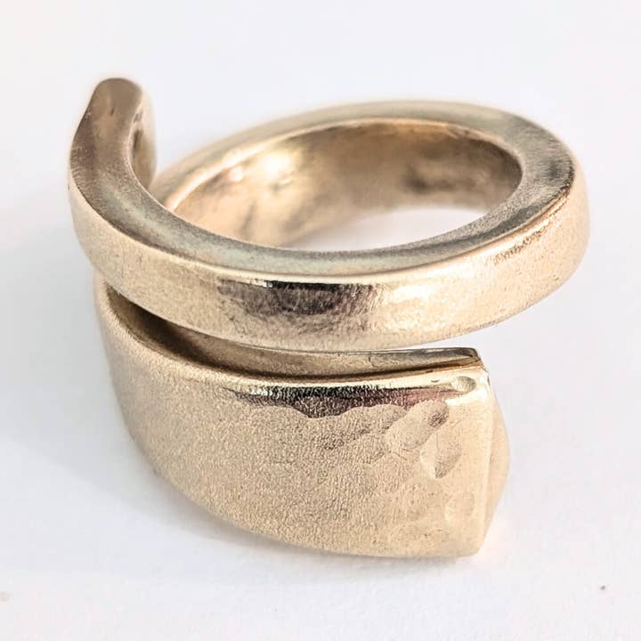 Gold Spoon Ring, Spiral Shape, Bronze Silverware Jewelry for wholesale by Lost & Forged