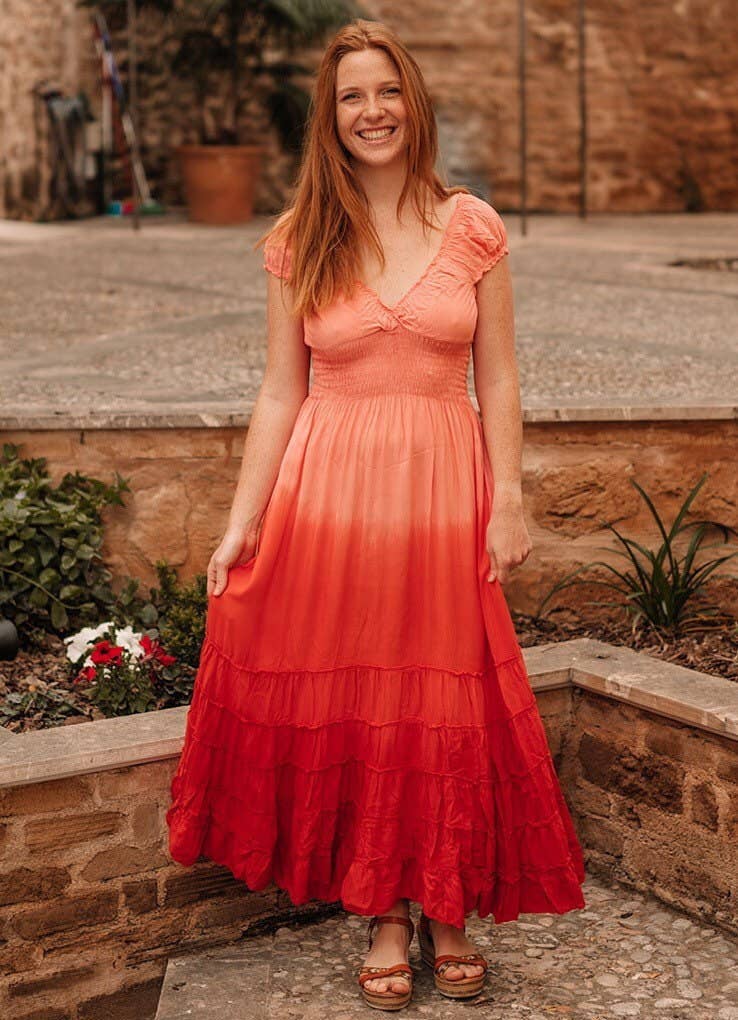 Miss Kitsch – wholesale Dress – Women's – Thailand Coral Maxi Summer Dress, Romantic Long Dress For Women, Boho Dress, Off the Shoulder, Fit Empire Waist Dress, Bridesmaid6