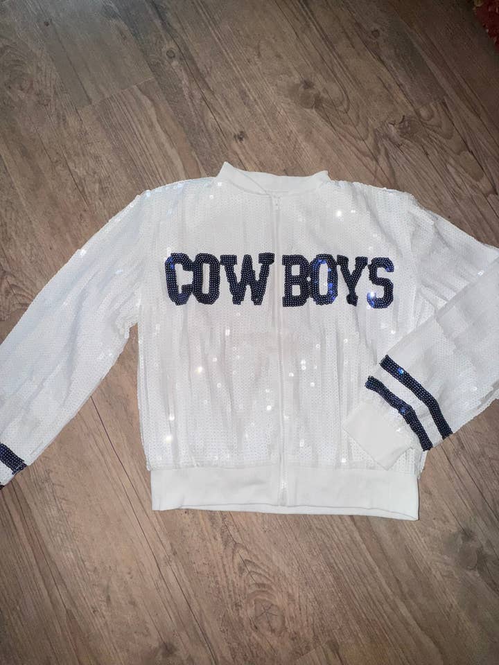 Dallas Cowboy Sequin Sparkle Zip-Up Jacket for wholesale by Tatter'd Royals