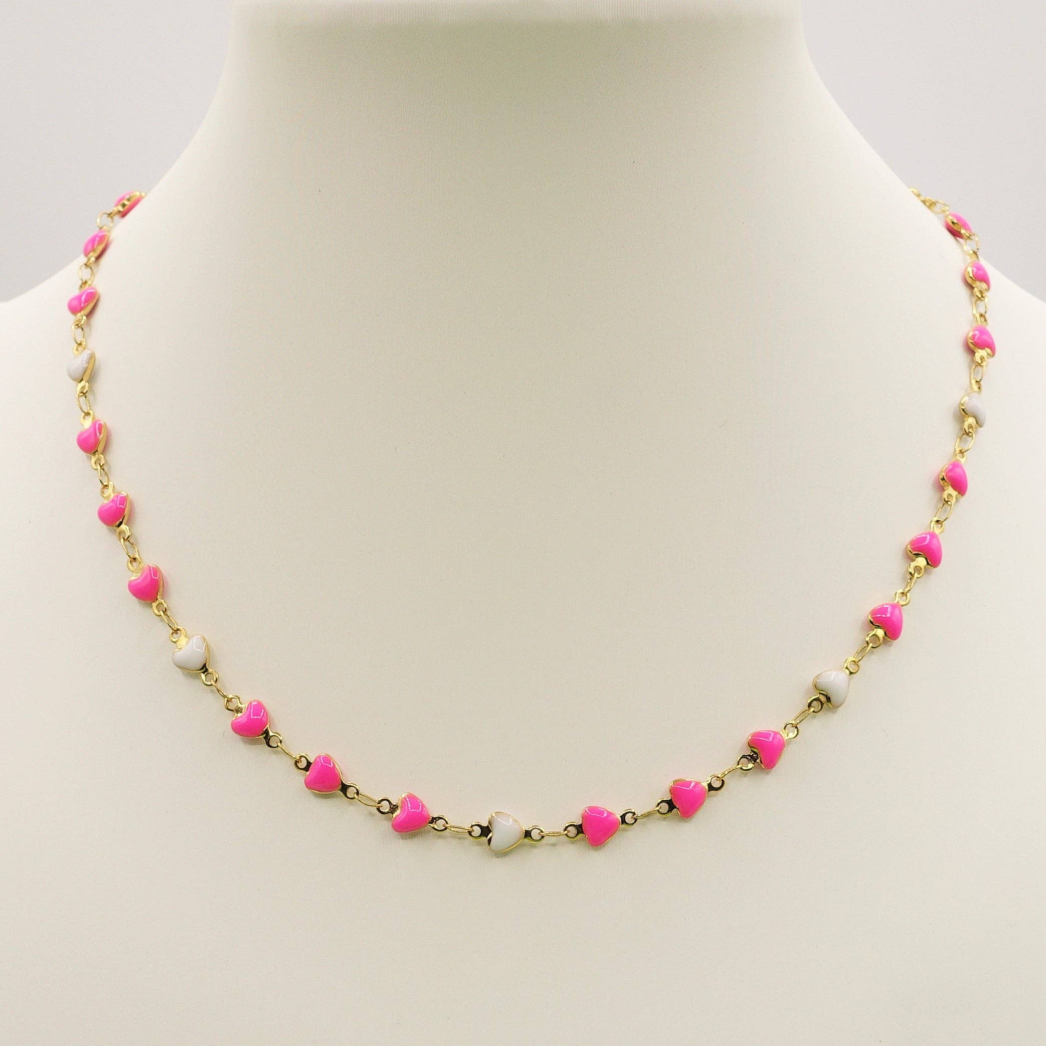 Daemon srls – Engroshandel Perlehalskæde – TAHITI~ halskæde i rustfrit stål med emaljerede hjerter9