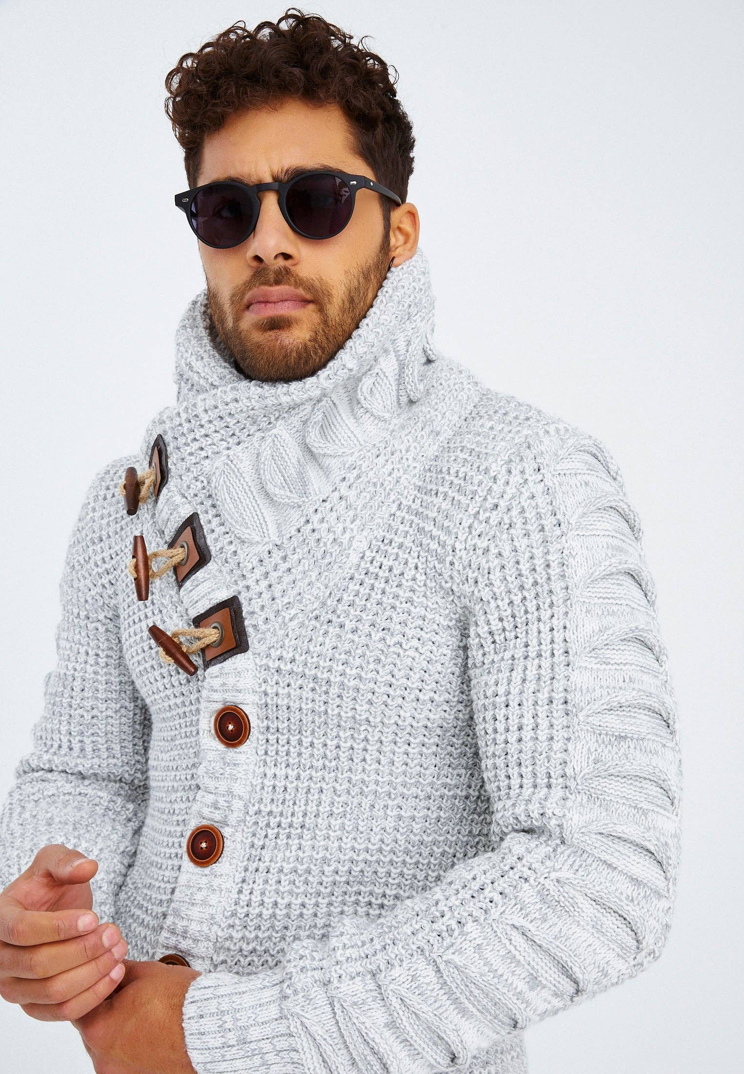 Leif Nelson GmbH - Wholesale Knit Sweater - Men's - Men's Knit Sweater Chunky Knit Shawl Collar LN-55853