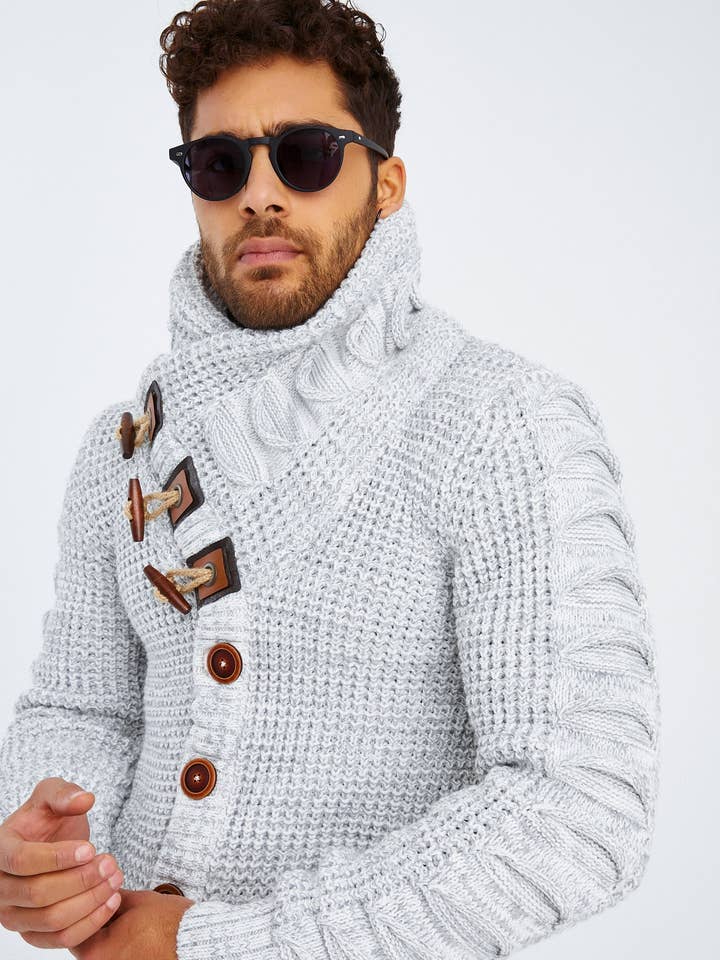 Leif Nelson GmbH - Wholesale Knit Sweater - Men's - Men's Knit Sweater Chunky Knit Shawl Collar LN-55853