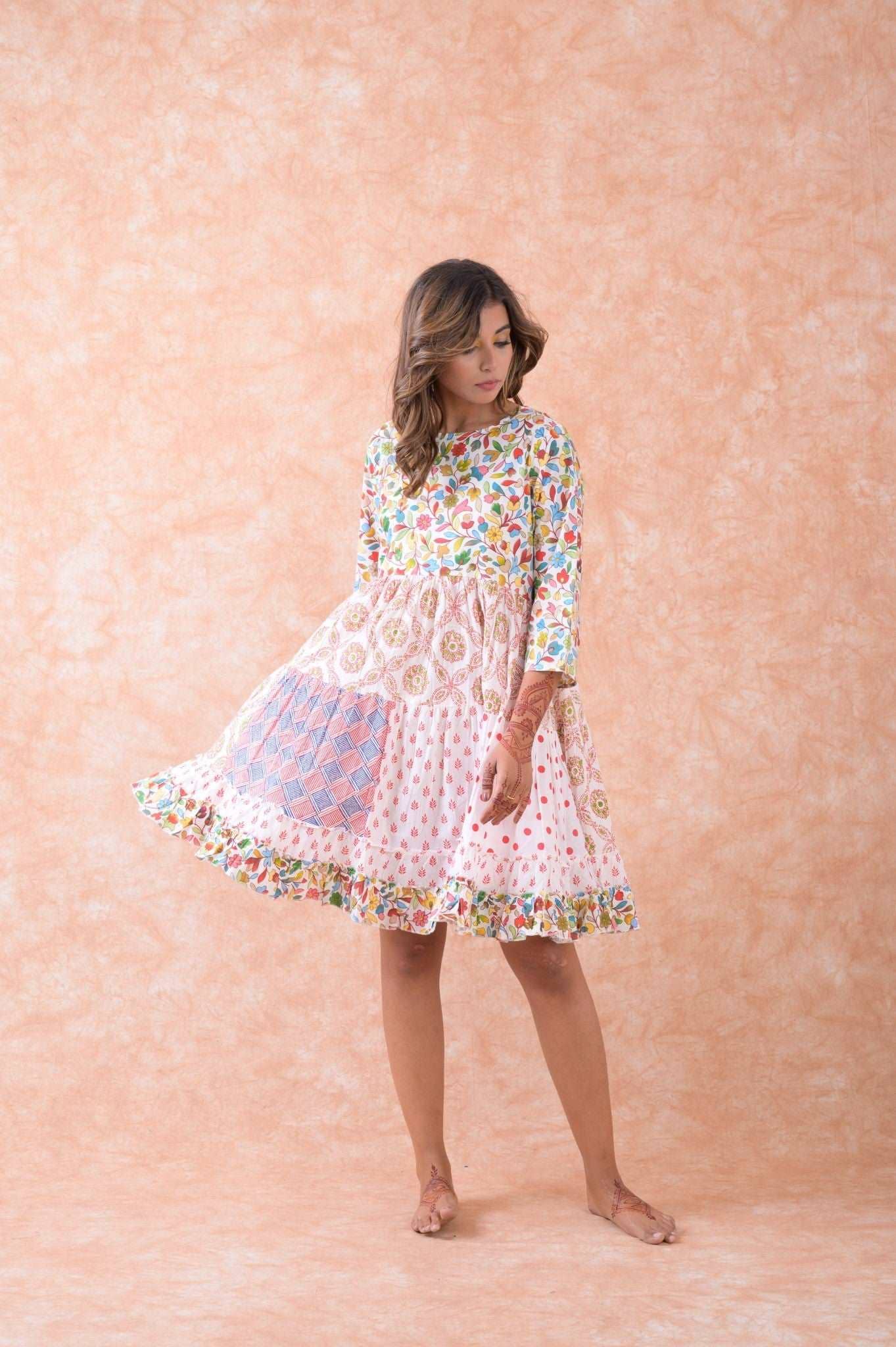 Multicolor Rhea Multi Pattern Dress for wholesale on Faire4