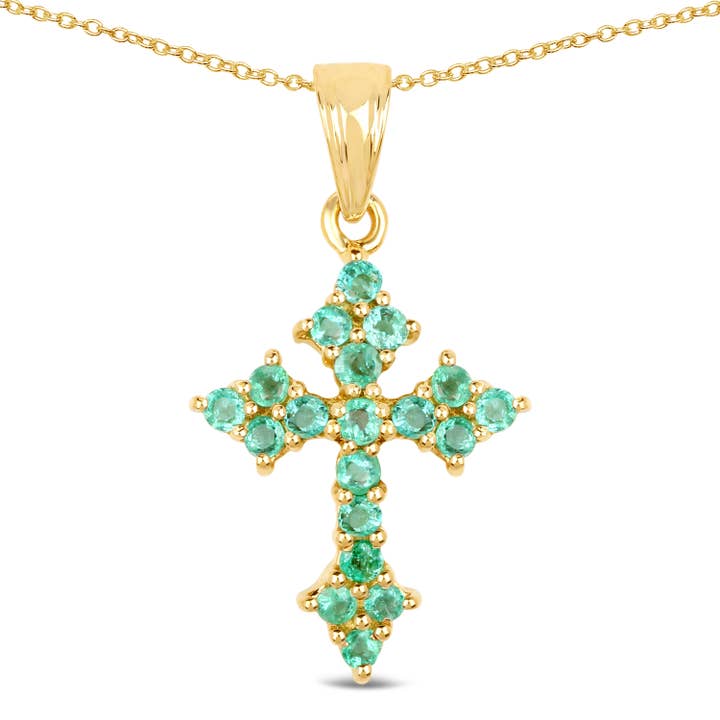 Colgante de esmeralda de Zambia de 1,05 ctw en plata de ley .925 para venta al por mayor de Quintessence Jewelry