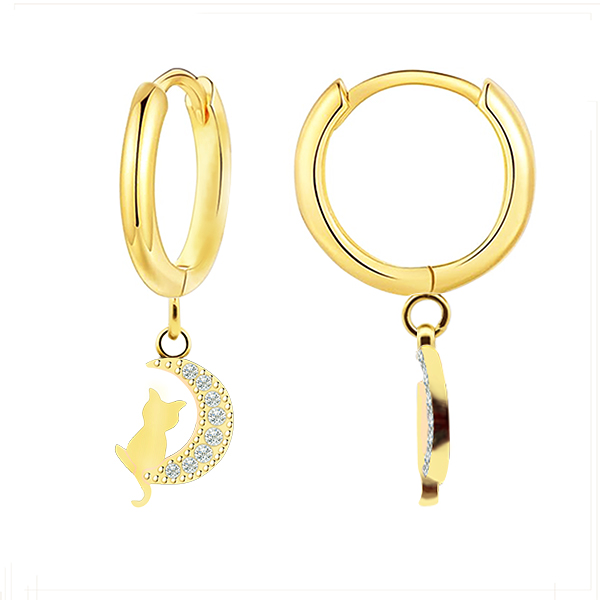 AMORINO SRL – wholesale Dangle earrings – HOOP EARRINGS WITH CAT ON THE MOON - JN24504A8911