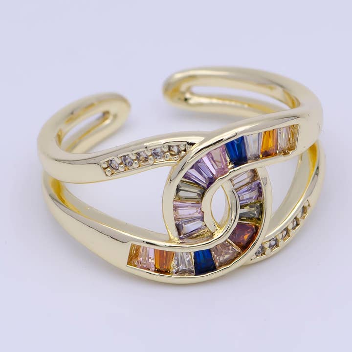 Aim Eternal - Wholesale Multi-Stone Ring - Baguette Micro Paved Knot Double Band Ring O925 X619 X6240