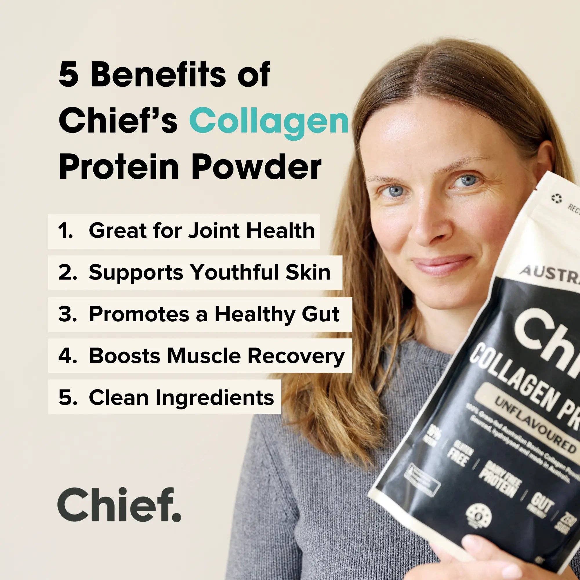 Chief Nutrition - Wholesale Protein/superfood powder - Grass-fed Collagen Protein Powder - Unflavoured2