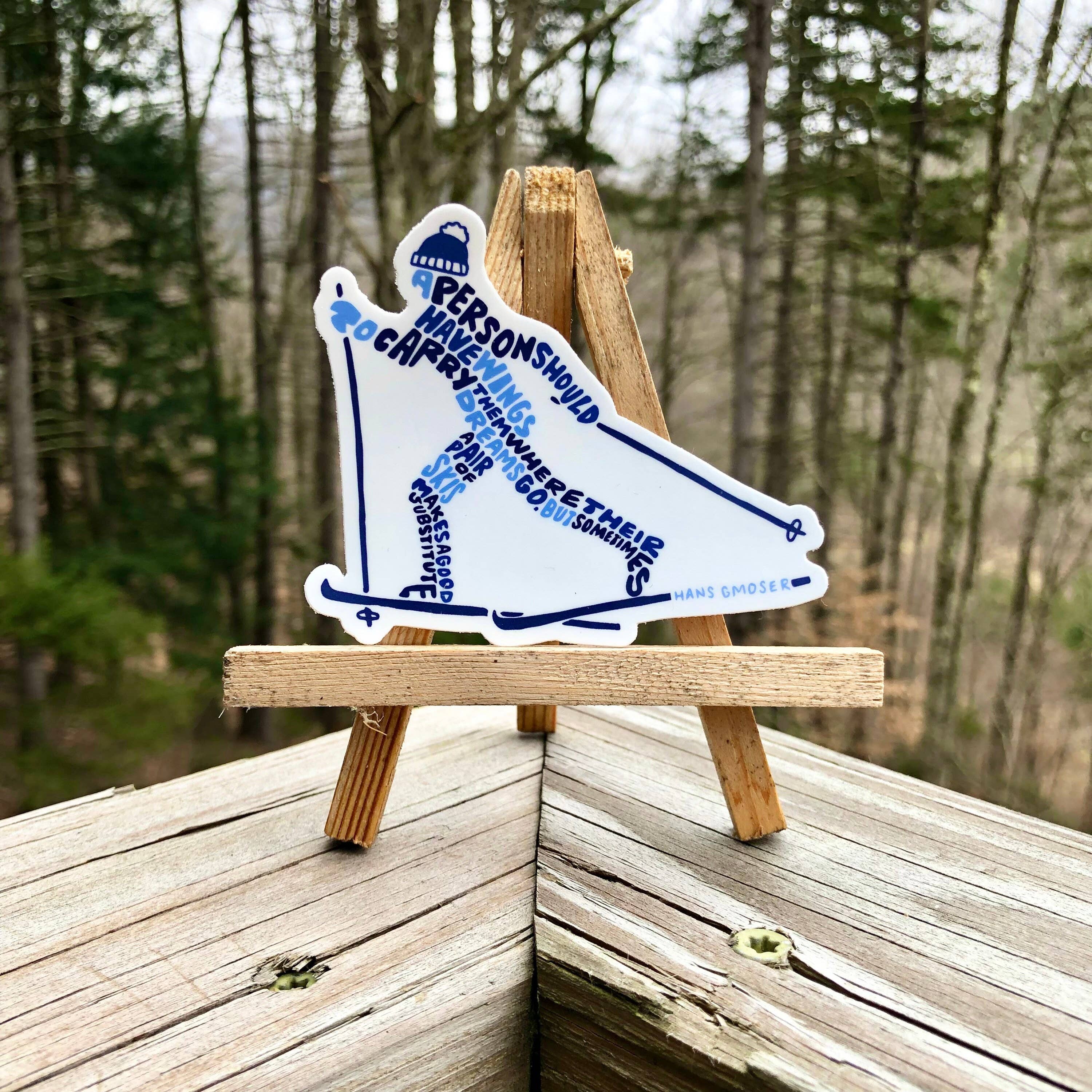 Wander On Words - Wholesale Sticker - Hand-Lettered Nordic Skier, Cross Country Skiing Sticker3