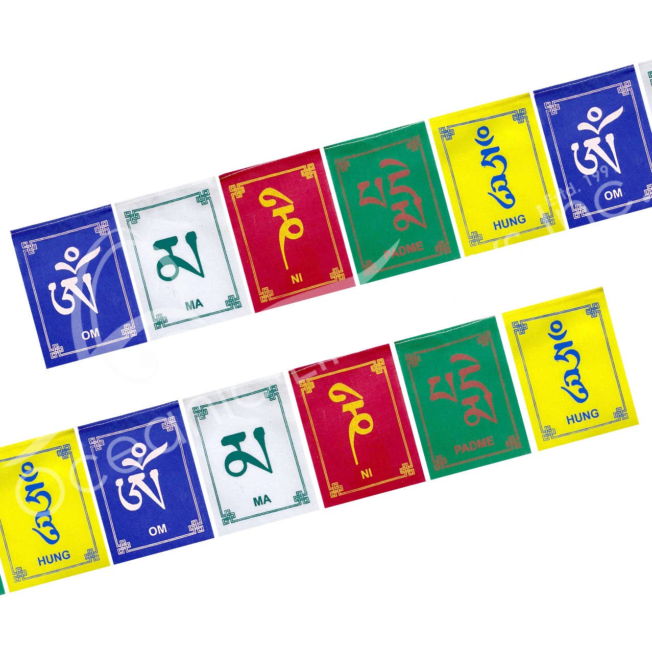 Oceanic Linkways Inc – wholesale Spiritual stone/crystal – (PC)PRAYER FLAG - COTTON OM MANI PADME HUM 34"L0