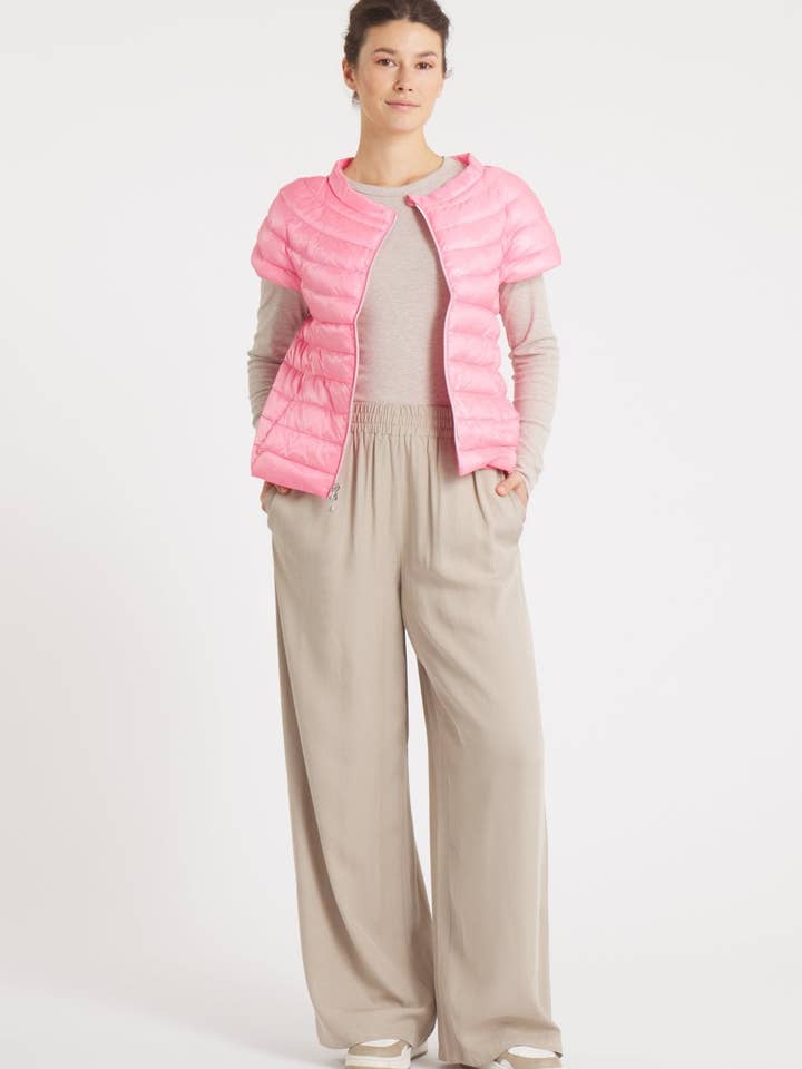 The St Ives | Down Vest | Bubble Gum Pink for wholesale by Cotes of London