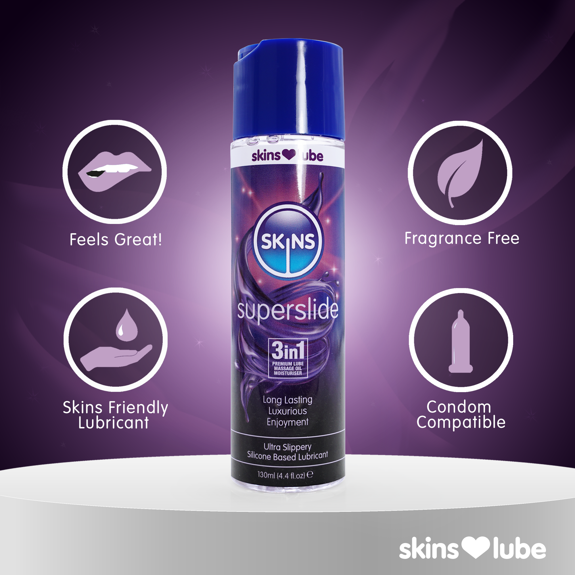 Creative Conceptions LTD – wholesale Personal lubricant – Skins Superslide Silicone Based Lubricant 4.4 fl oz (130ml)4