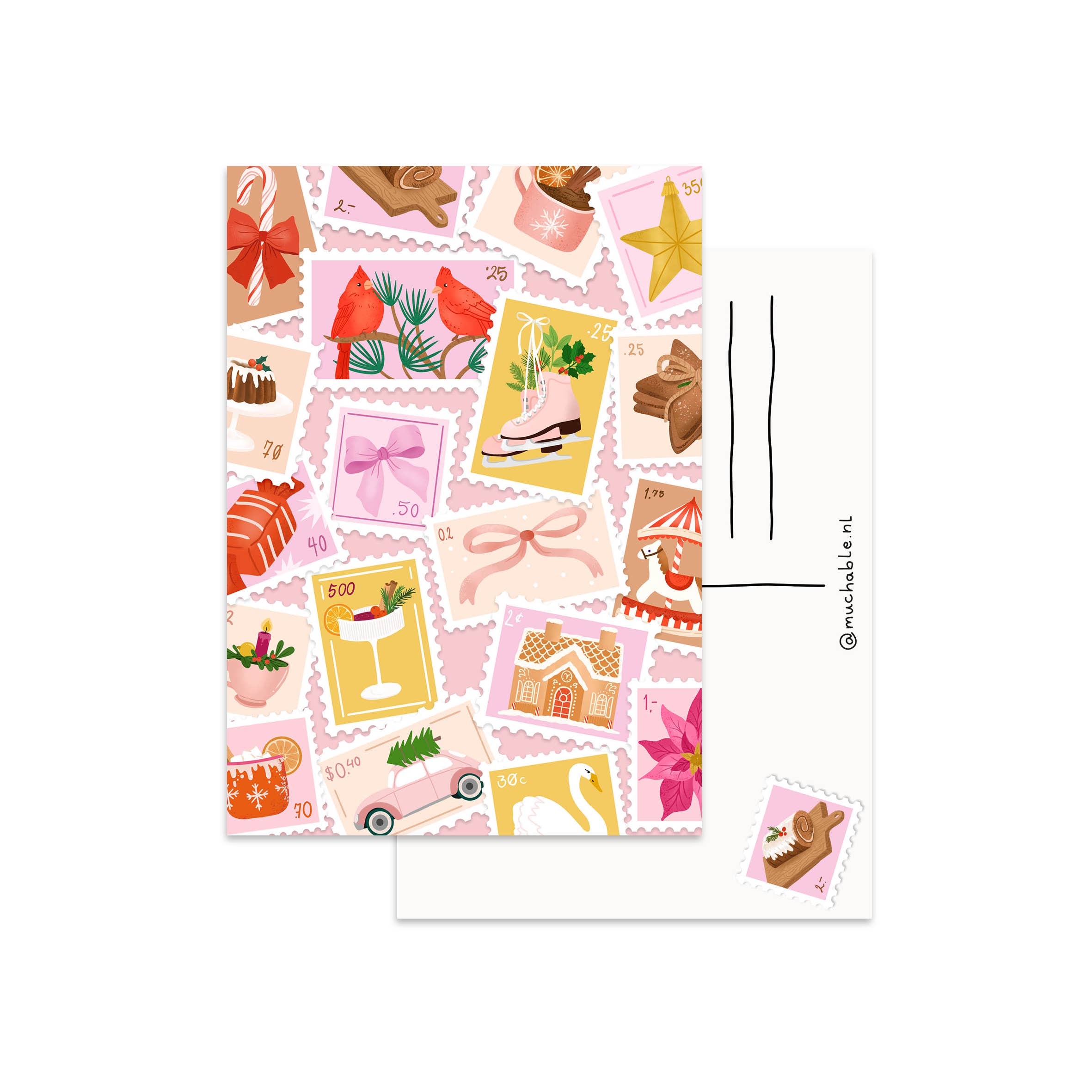 Muchable - Wholesale Christmas Card - Christmas card illustration - Christmas card - stamps pattern