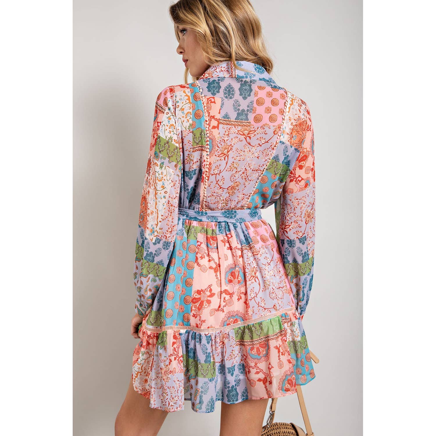 Sweet Generis – wholesale Dress – Women's – FLOWER PRINT LONG SLEEVE SHIRT DRESS29
