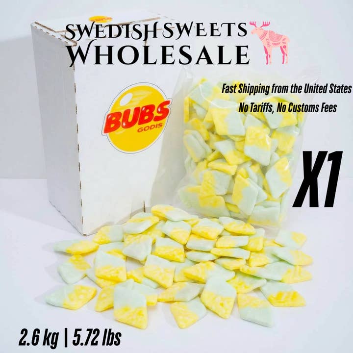 Swedish Sweets Wholesale LLC - Swedish Candy - Wholesale Gummy - Swedish Candy - BUBS Sour Foam Rombs – Tutti Frutti 2.6 kg1