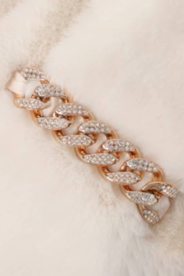 Cap Zone - Vendita all'ingrosso Sciarpa - Donna - Sciarpa a stola oblunga in pelliccia sintetica morbida con decorazione a catena cubana2