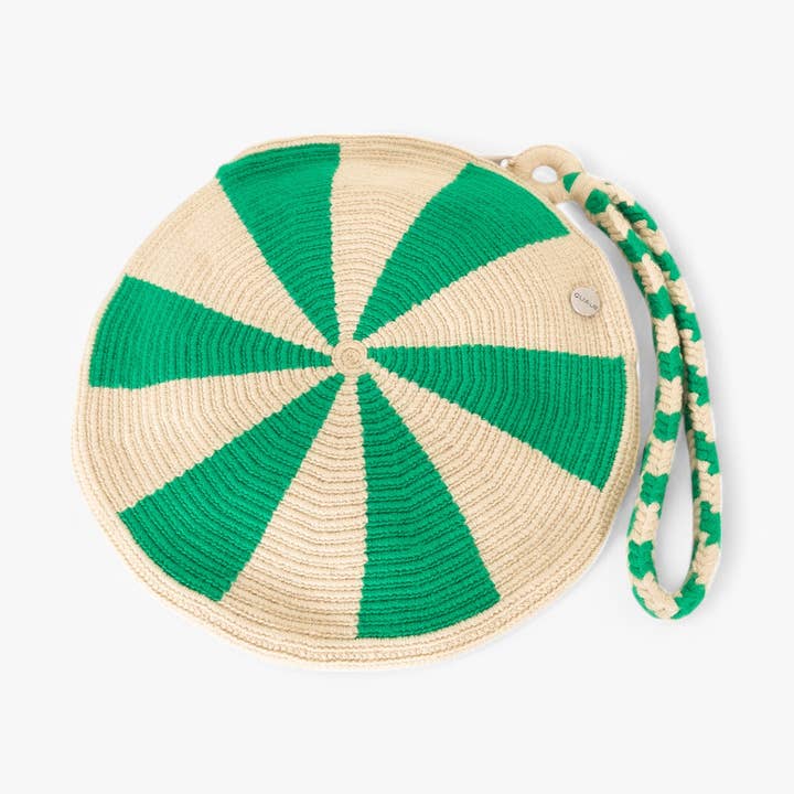 Stripe rund kuvert i ø-grøn for engroshandel hos Guajii Design