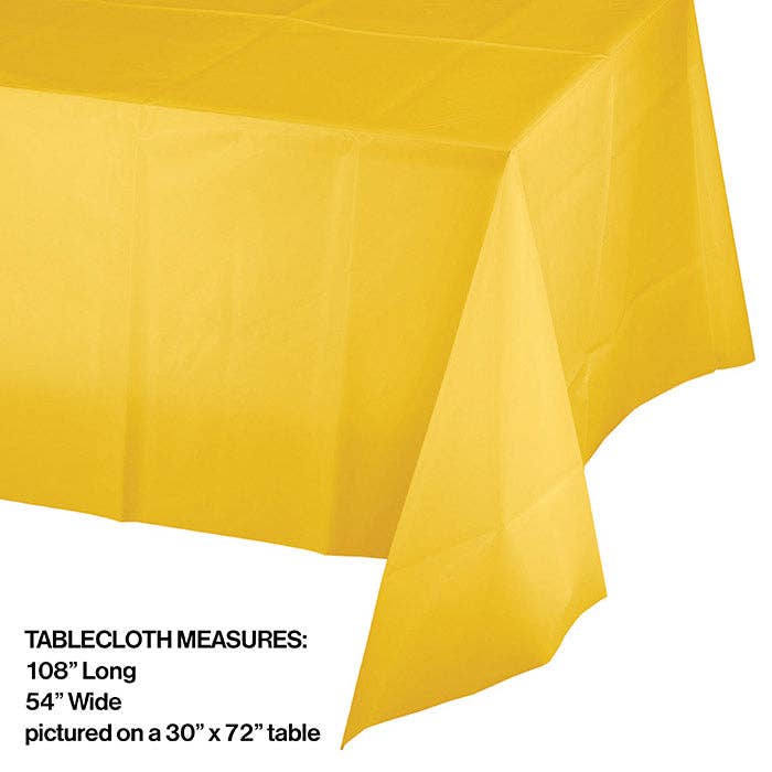Bulk Party Decor - Wholesale Disposable Table Cover/Runner - School Bus Yellow Value Friendly Plastic Table Cover, 1/Pkg