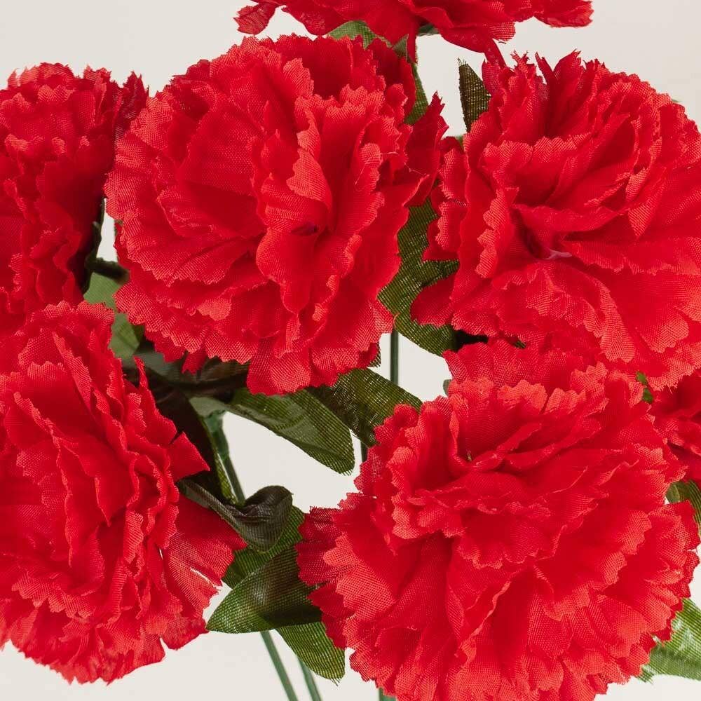Factory Direct Craft – wholesale Artificial flowers – Artificial Red Carnation Silk Flower Bush2