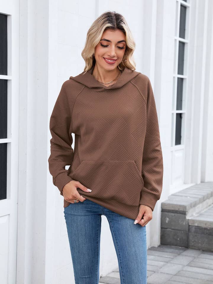 Lovesoft - Wholesale Hoodie - Women's - Textured Chevron Hoodie | Cozy Pullover Kangaroo Pocket10