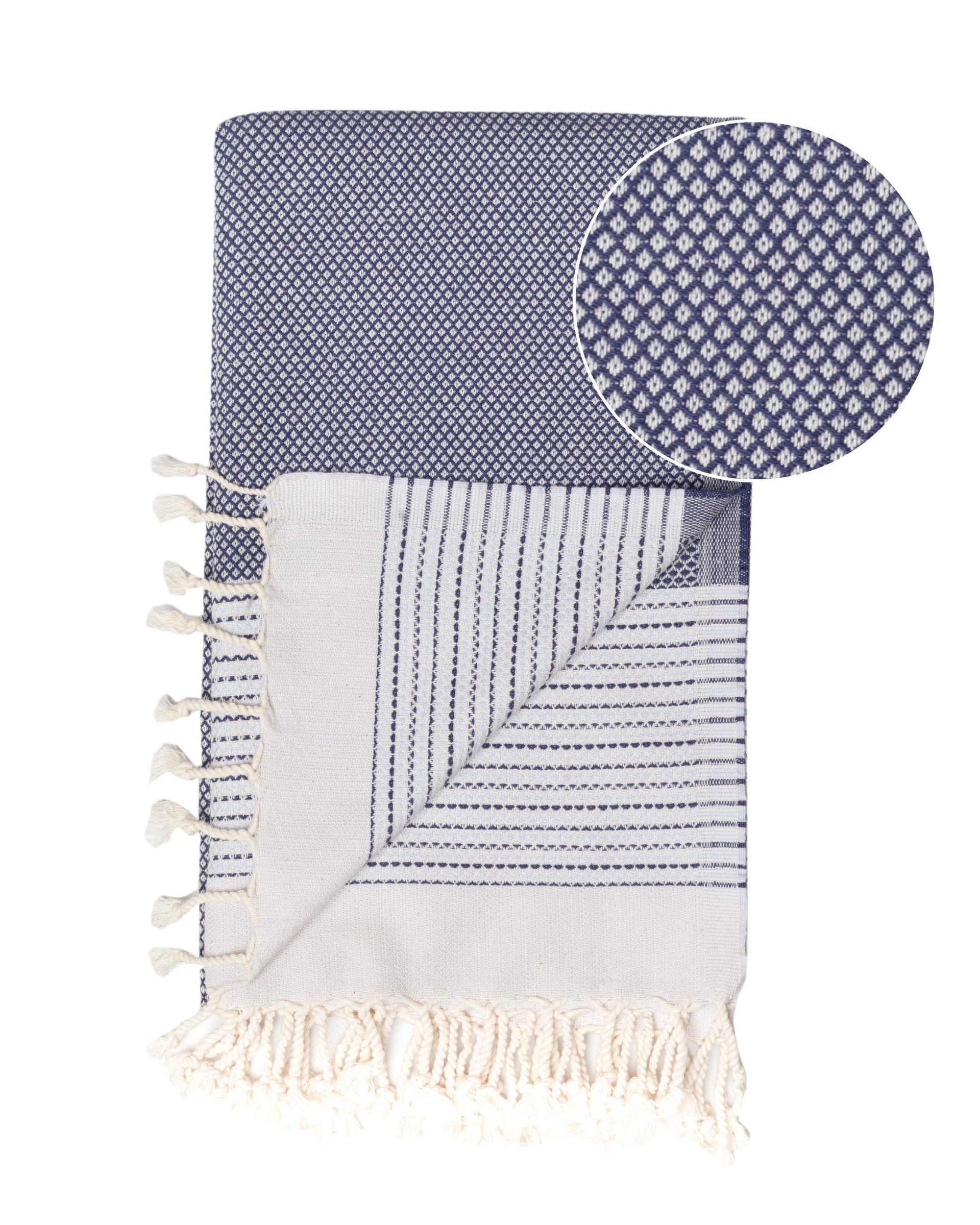 Samimi - Wholesale Beach Towel - PHARAO Cotton Hammam Towel, Soft Scarf - Blue / Dark Blue (180x100 cm)3