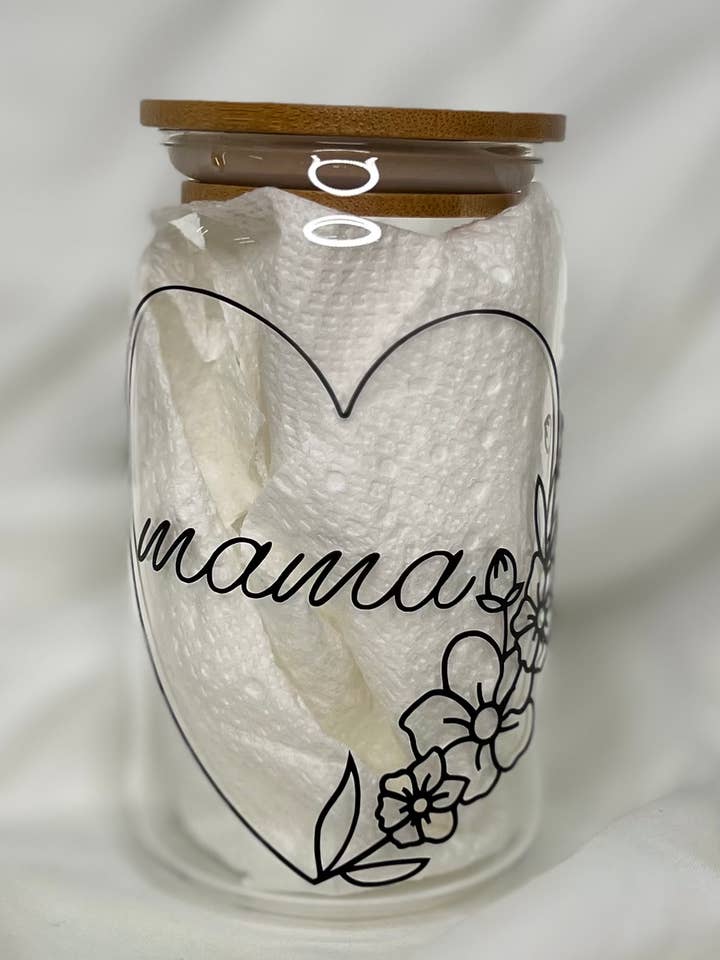 Mama with Heart and Flowers Glass for wholesale by HooneyTunes Unlimited