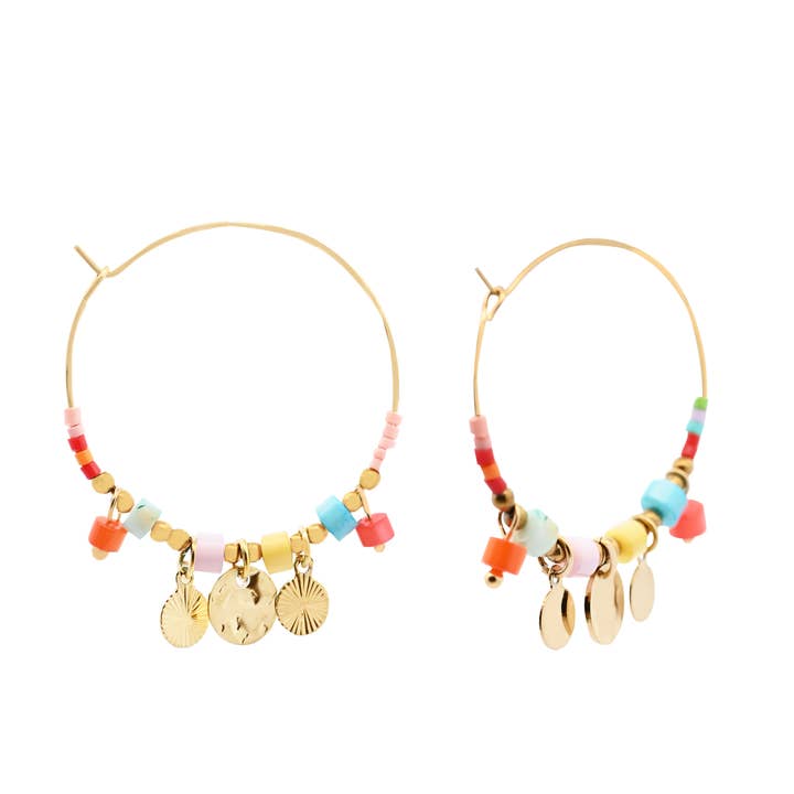 AMORINO SRL - Wholesale Hoop Earrings - HOOP EARRINGS WITH PENDANTS AND CRYSTALS - NK2112496F40