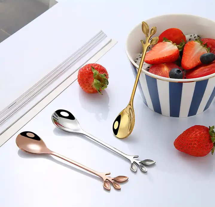Sostraw & SmartThings - Wholesale Table Spoon (Cutlery) - Leaf Spoon - For Tea, Coffee or Dessert - 4 colors1